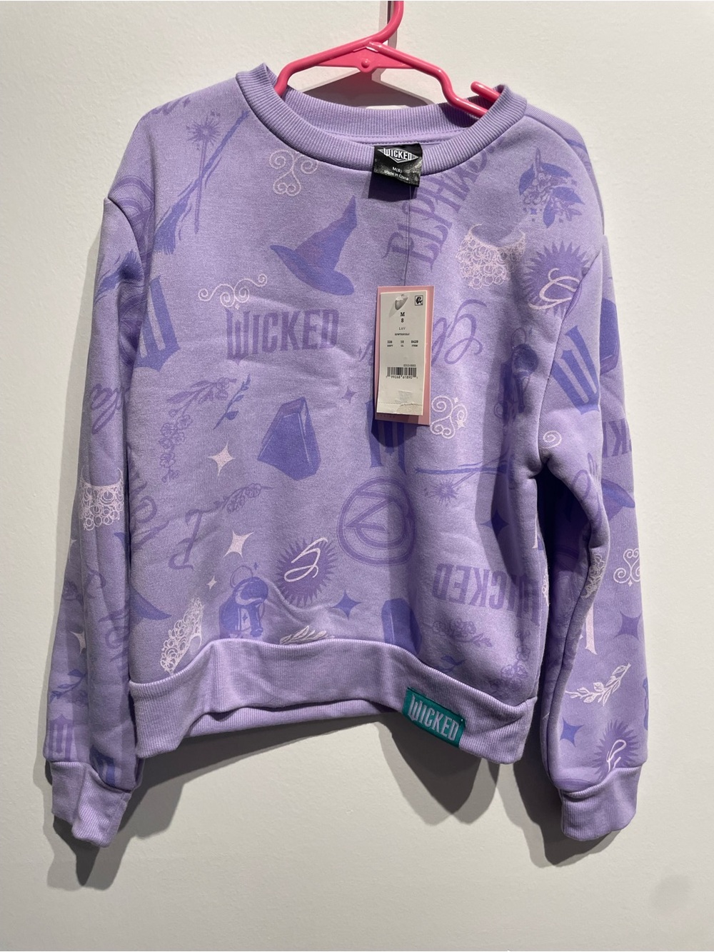 Wicked Girls Icons Printed Crewneck Fleece Sweatshirt Purple (8) Medium NWT